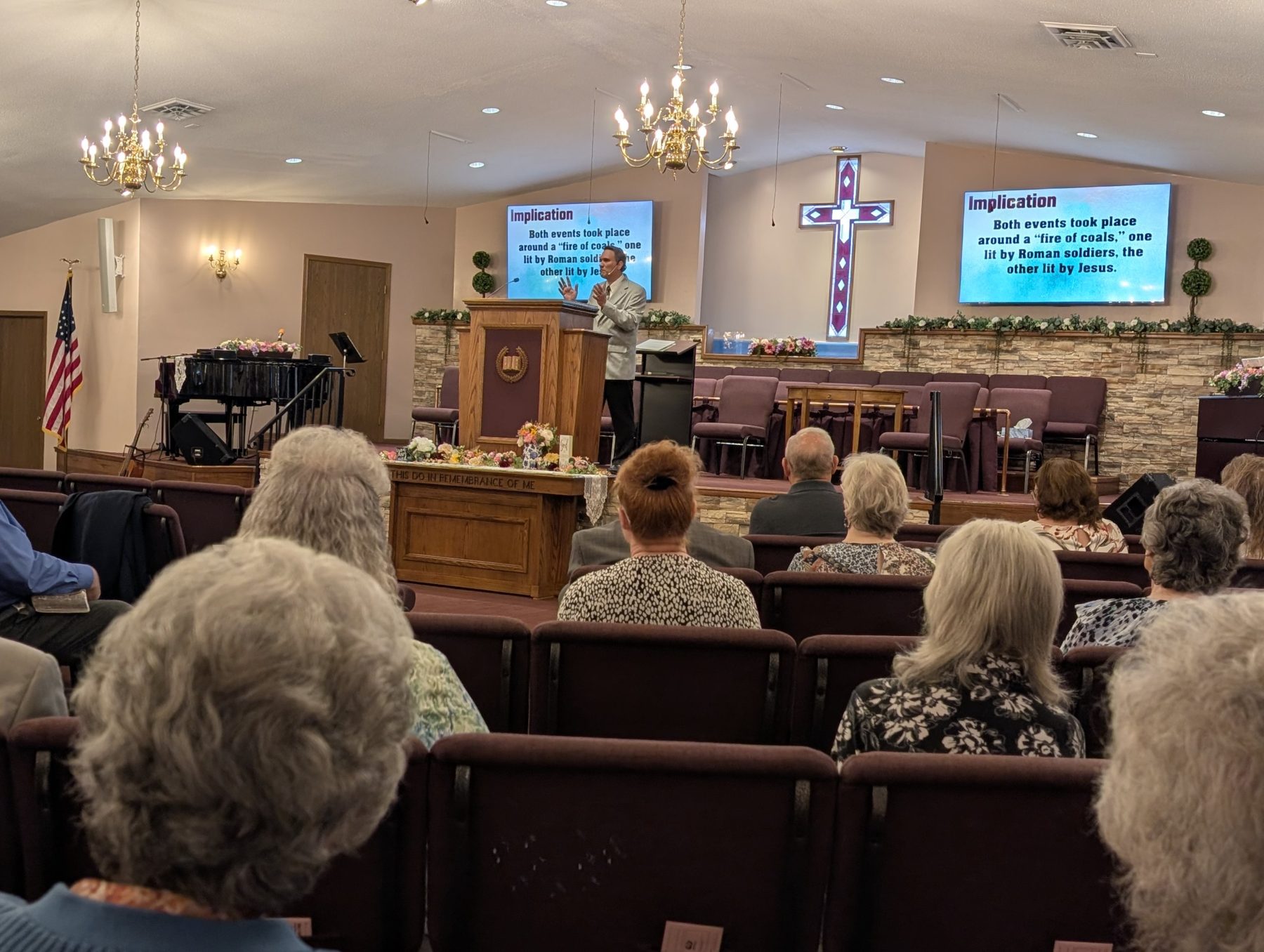 Congregation gathered for worship at Bible Baptist Church